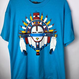 T-shirt vintage années 1990, style western aztèque, navajo, Alabama, rodéo, élevage, couture simple