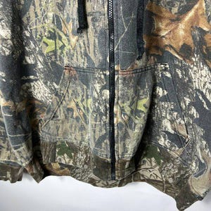 Sudadera con capucha y cremallera estilo streetwear vintage de los 90 con estampado de camuflaje Realtree y Mossy Oak, talla L. imagen 4