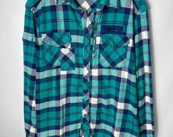 Camicia vintage streetwear anni '20 Diesel in flanella con bottoni, taglia XL