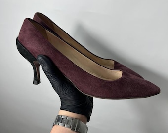 Vintage rare Italian designer Luxury Prada Burgundy Heels Size 41