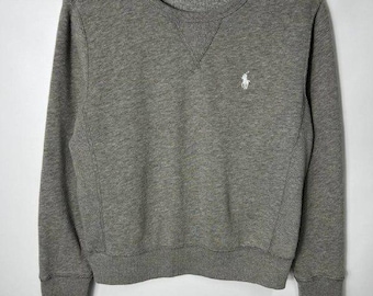 Sudadera gris Polo Ralph Lauren estilo streetwear vintage y2k, talla S para mujer.
