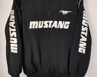 Veste de course noire Mustang GT Turbo vintage streetwear y2k Formule 1