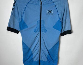 Vintage-Sportbekleidung X-Bionic Radtrikot, blau, Herren, Größe XL, hergestellt in Italien