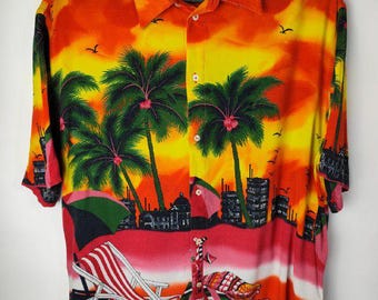 T-shirt hawaïen vintage streetwear y2k sk8 de la marque MSGM, taille 15/38