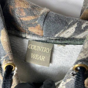 Sudadera con capucha y cremallera estilo streetwear vintage de los 90 con estampado de camuflaje Realtree y Mossy Oak, talla L. imagen 5