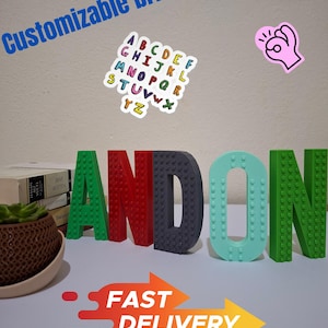 Personalized LEGO Style Letters – 3D Printed Name Sign, Custom Brick Letters for Kids Room, Nursery or Birthday Decor, Custom Nameplate Gift