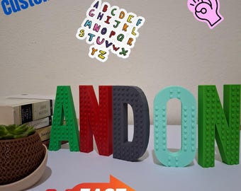Personalized LEGO Style Letters – 3D Printed Name Sign, Custom Brick Letters for Kids Room, Nursery or Birthday Decor, Custom Nameplate Gift
