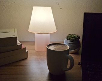 Minimalist 3D Printed Lamp: Beige Soft Warm Ambient Light for Bedroom or Living Room