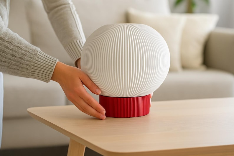 Lámpara de mesa impresa en 3D, ideal para regalar: Iluminación moderna para el salón - Diseño acanalado para interiores contemporáneos