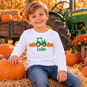 Personalized Boys Fall Tractor Shirt | Pumpkin Tractor Shirt | Boys Thanksgiving Shirt | Boys Pumpkin Patch Outfit | Toddler Fall Shirt