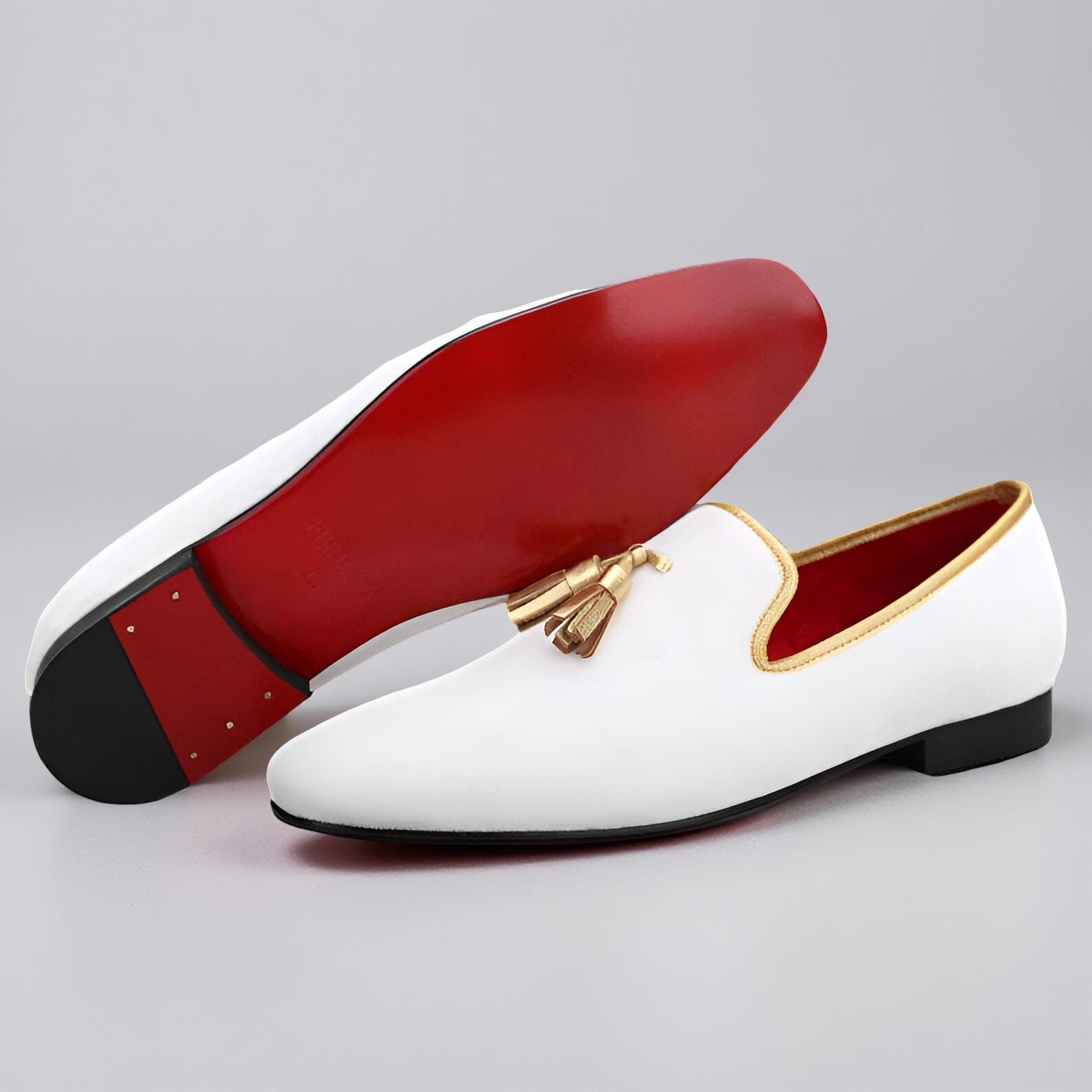 Gold and White Dress Shoes Men - Etsy