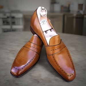 handmade brown leather oxford shoes for men