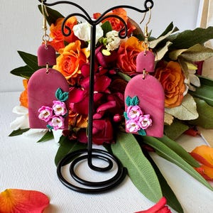 Romantic Rose Earrings – Handmade Polymer Clay Jewelry