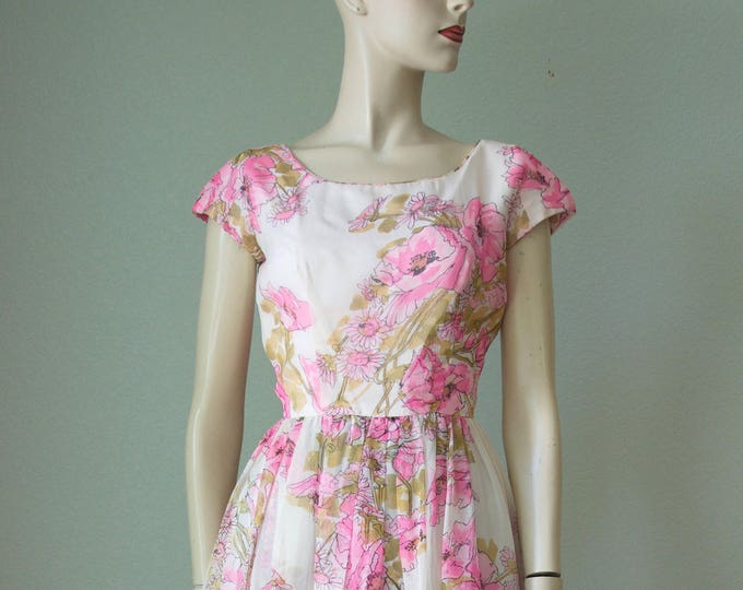 1960s Addie Masters Floral Silk Chiffon Casual Dressy Dress / - Etsy