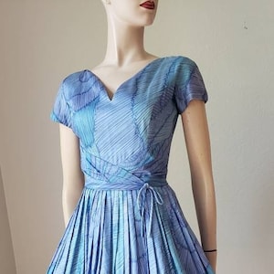 1950s Abe Schrader Cotton Abstract Shells Print Dress / 1950s Dress / 50s Dress / Summer Dress / Small