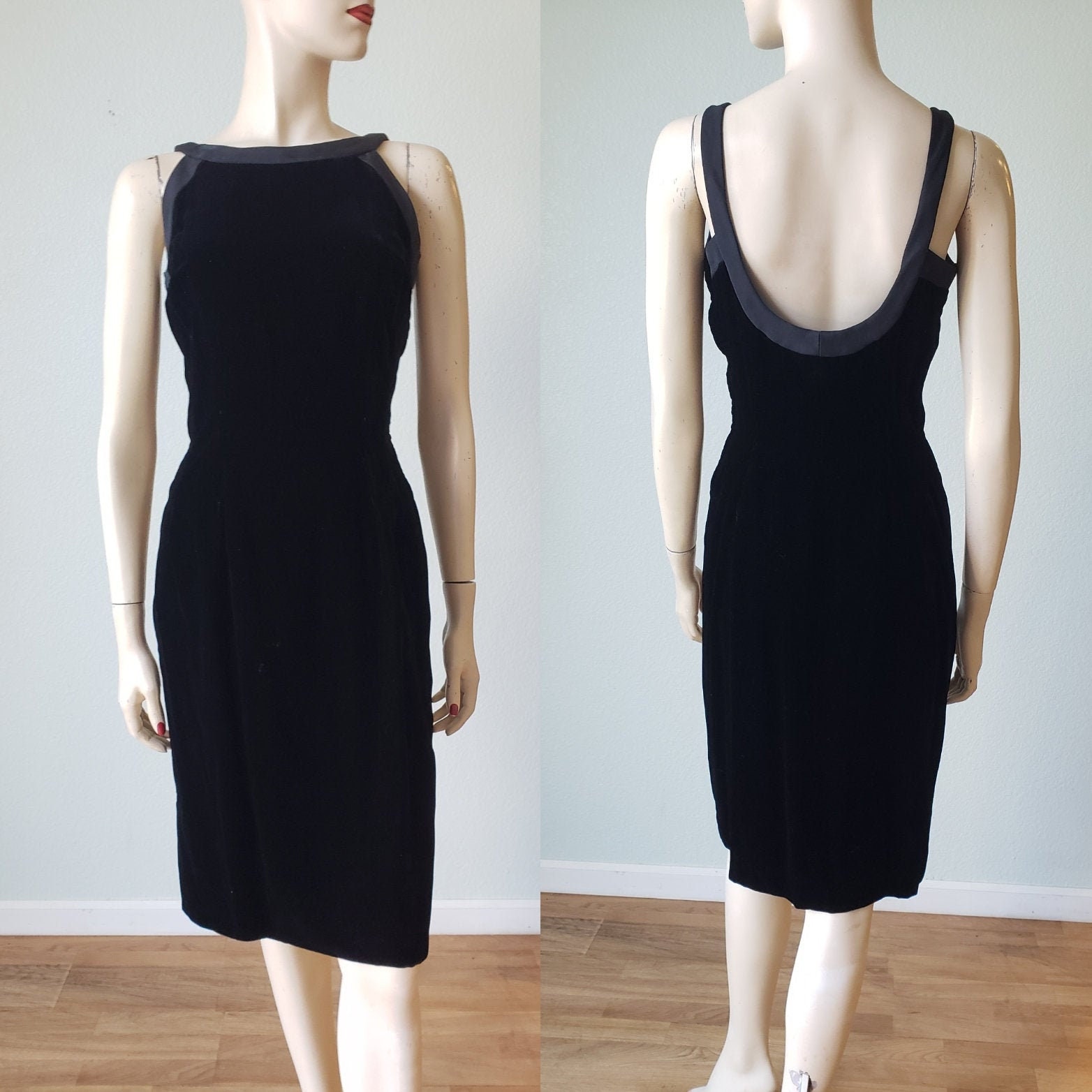 The Perfect 1950s-60s Velvet Sheath Dress / Suzy Perette | Etsy