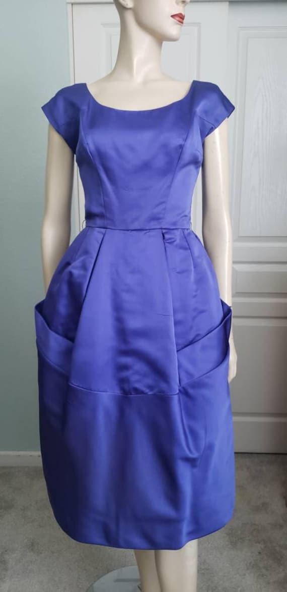 1950s New Without Tags Silk Satin Dinner Dress  /… - image 8