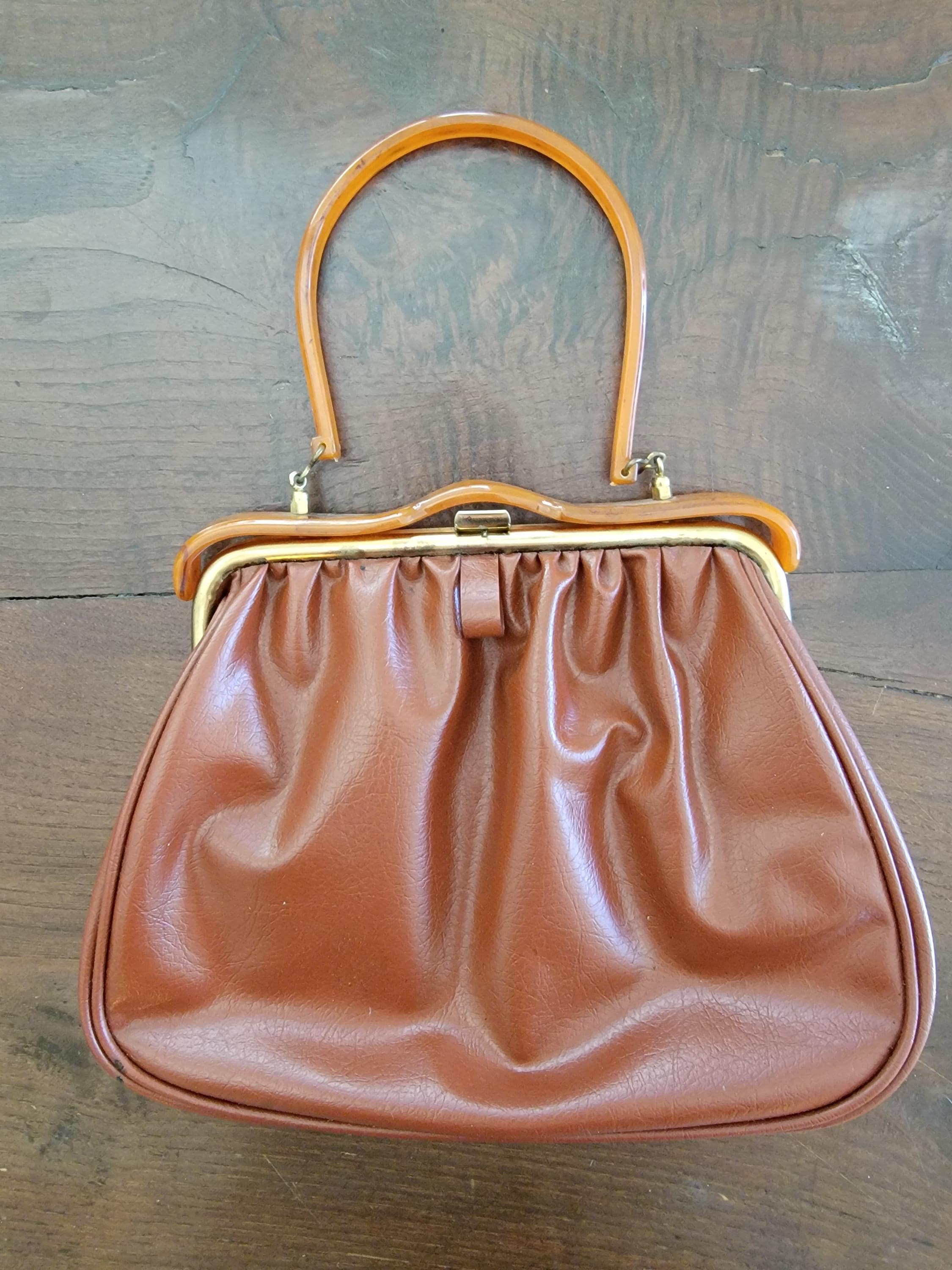 1940-1950's Vintage Black Crushed Velvet Velour HANDBAG
