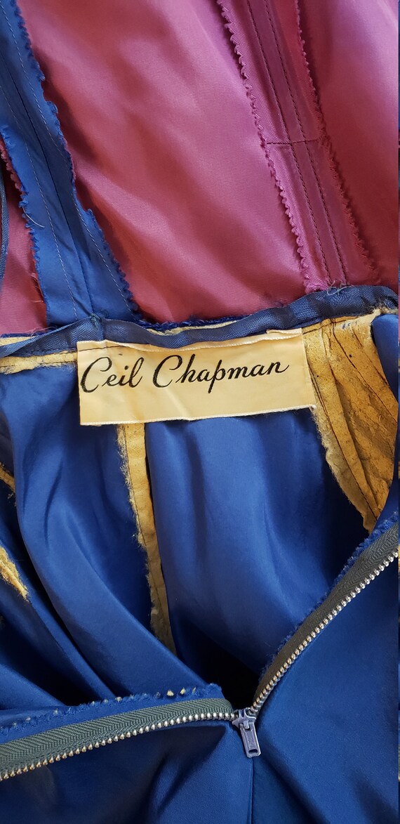 1950s Ceil Chapman Silk Taffeta Party Dress / Ple… - image 10