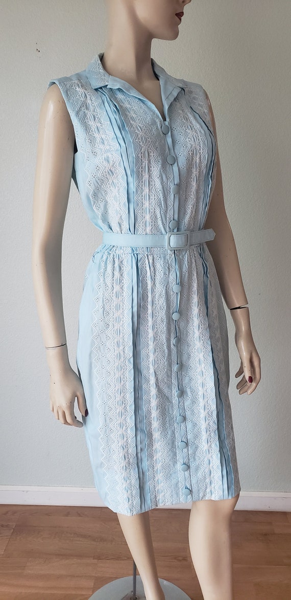 1960s Carlyle Label Embroidered Cotton Day Dress … - image 7