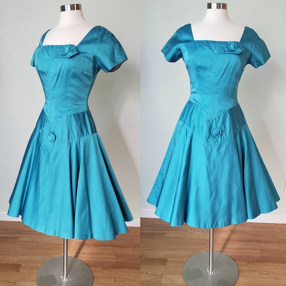 Rich Color 1950s Alix of Miami Satin Party Dress /