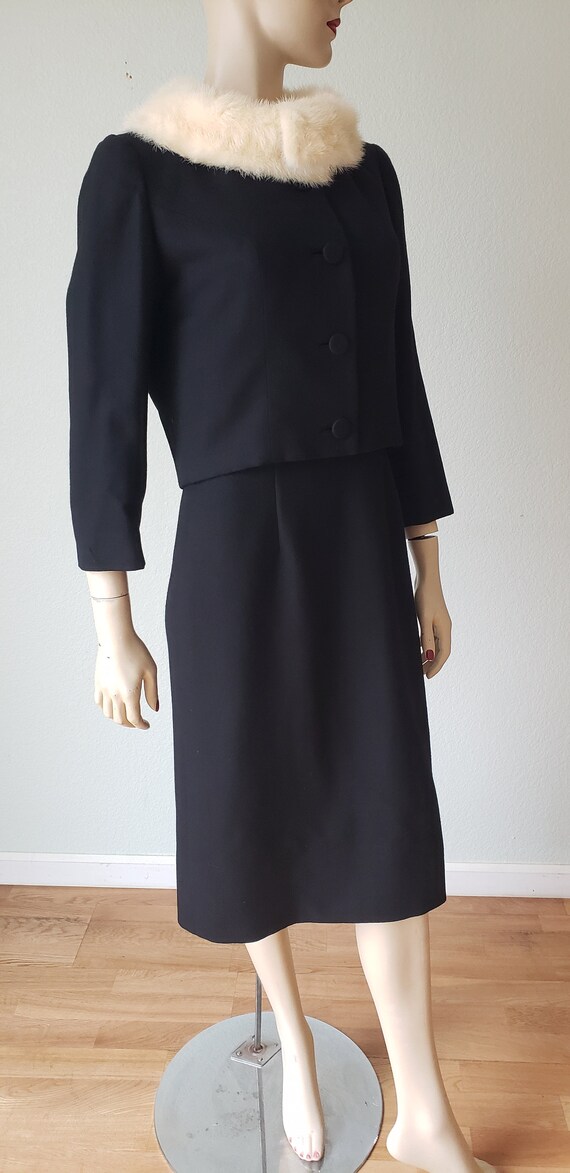 1950s-60s Paul Parnes Wool Dress Suit with Fur Co… - image 6