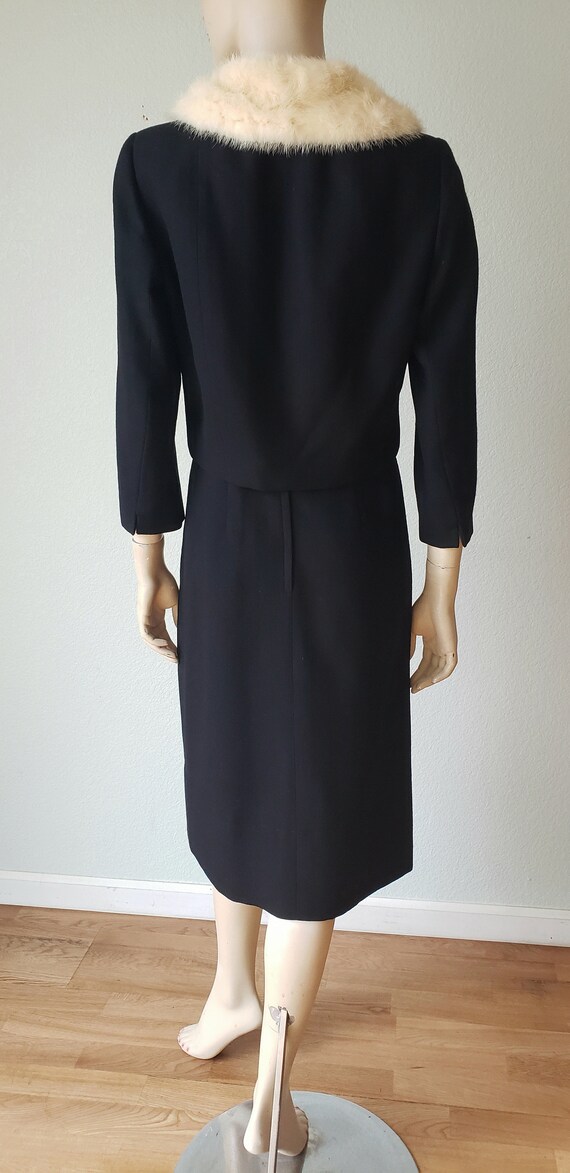 1950s-60s Paul Parnes Wool Dress Suit with Fur Co… - image 4