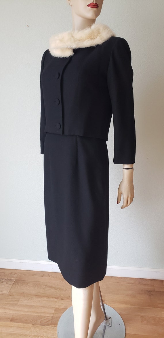 1950s-60s Paul Parnes Wool Dress Suit with Fur Co… - image 3