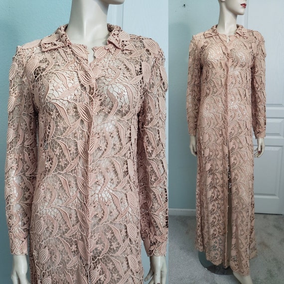 Incredible Gorgeous Rare 1970s John Charles Cotton Maxi Dress