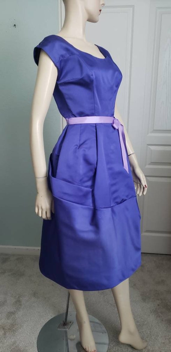 1950s New Without Tags Silk Satin Dinner Dress  /… - image 9