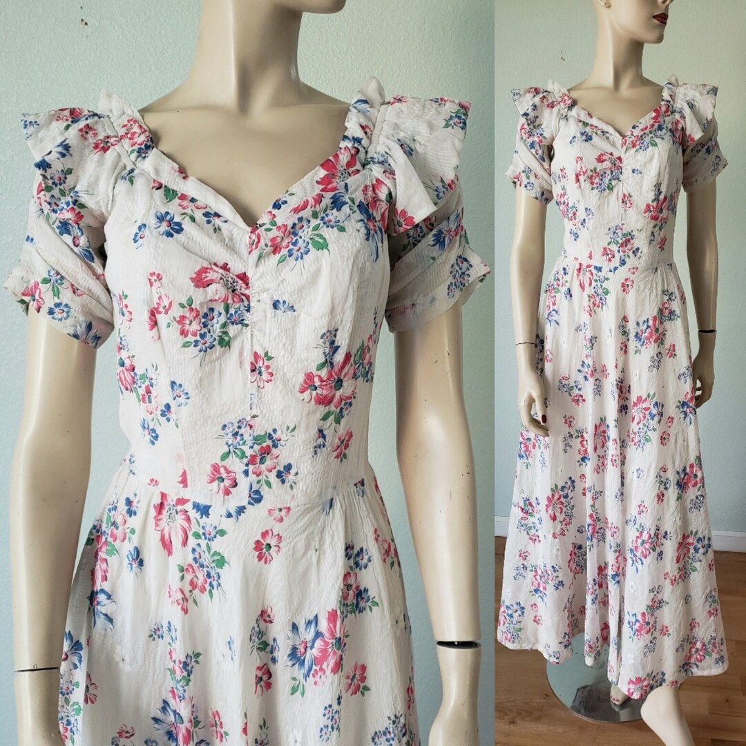 1940s Bergdorf Goodman Rayon Organdy Afternoon Dress / 1940s Etsy