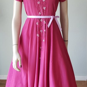 1940s Plum Berry Rayon Taffeta Party Dress / Flowers on Vines / 1940s Dress / 40s Party Dress / 40s Rayon Dress / Small image 7