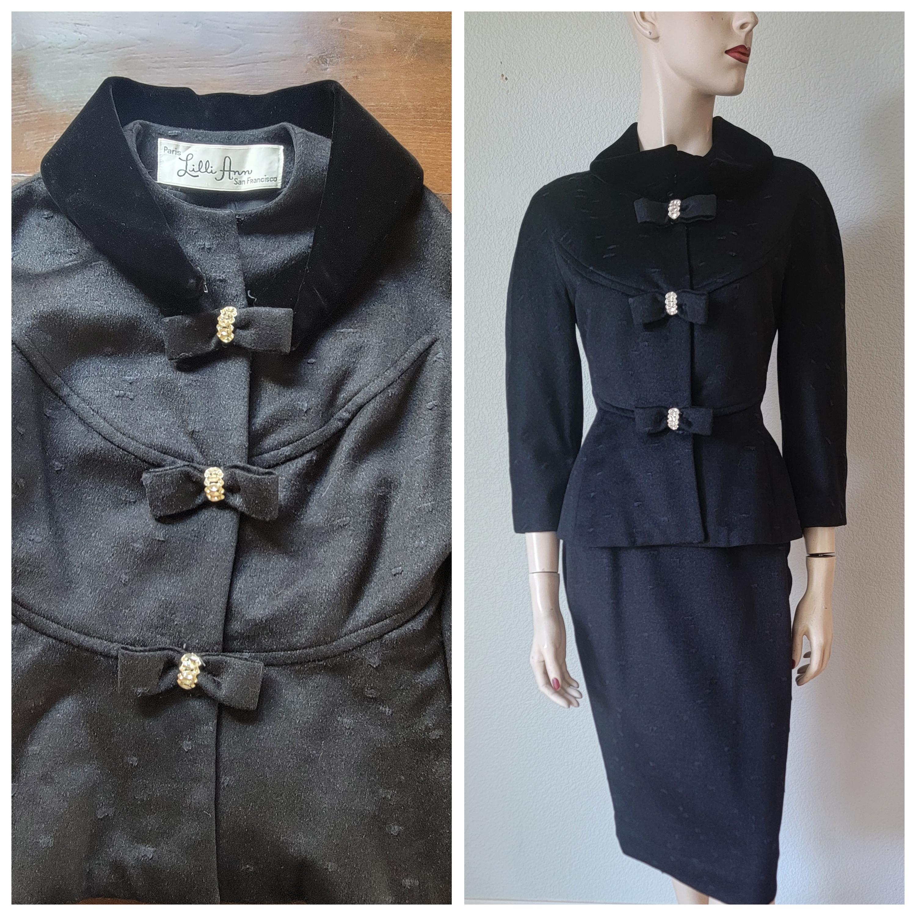 Lilli Ann　ジャケット　ブラック　50〜60年代頃 50年代 LILLI ANN ブレザー S M / Lilli Ann フィットブレザー