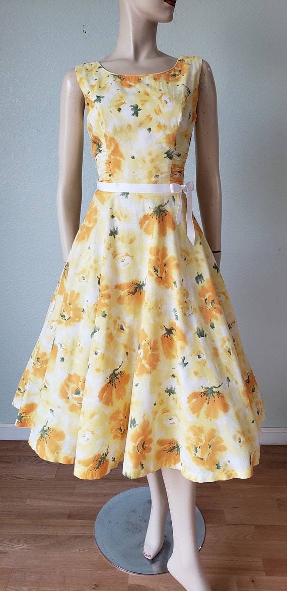 1950s Marcel of Miami Cotton Summer Dress With Ruching and 