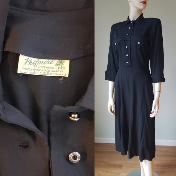 1940s Womens Western Wear Style Dress / 40s Ranch