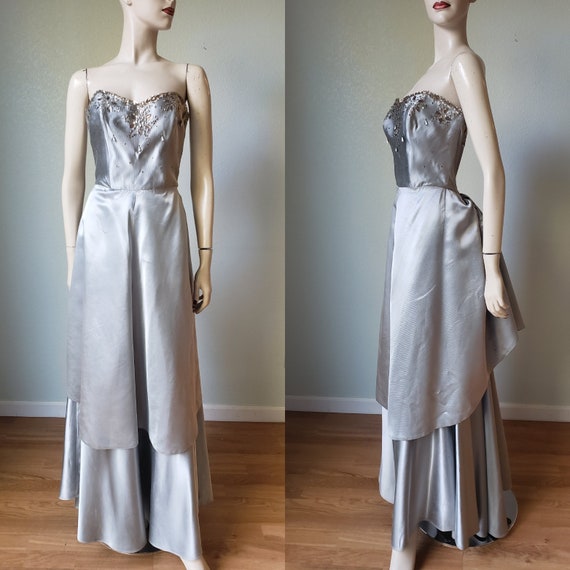 Spectacular 1950s Peggy Hunt Silk Faille Ball Gown