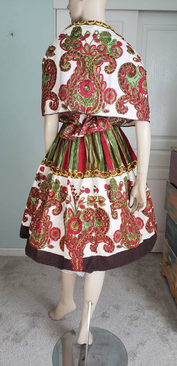 1950s-60s Cotton Dress and Shawl Set / 1950s Summ… - image 5