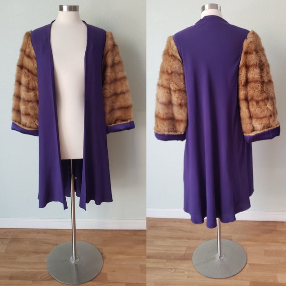 EXCELLENT 1930s 40s Tissue Wool Crepe and Fur / O… - image 2