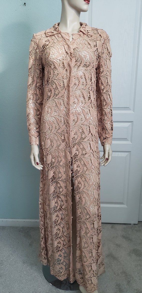 Vintage 1970s Ivory Cream Cotton Lace Maxi Dress