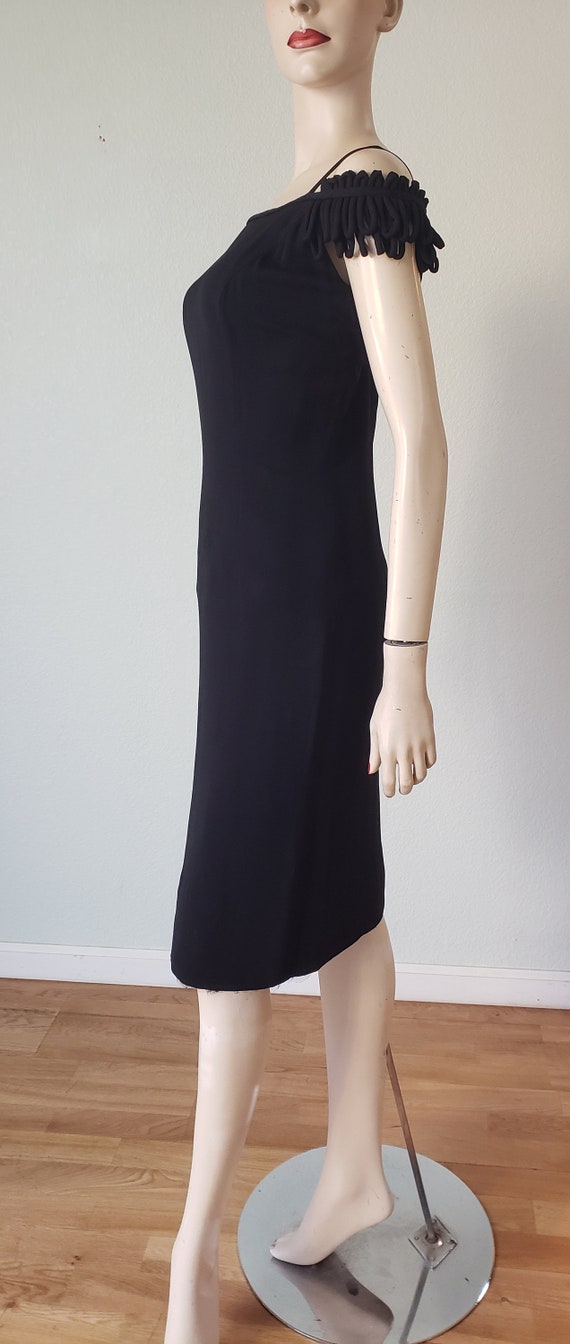 Stunning 1950s Black Silk Off Shoulder Peggy Hunt Dress