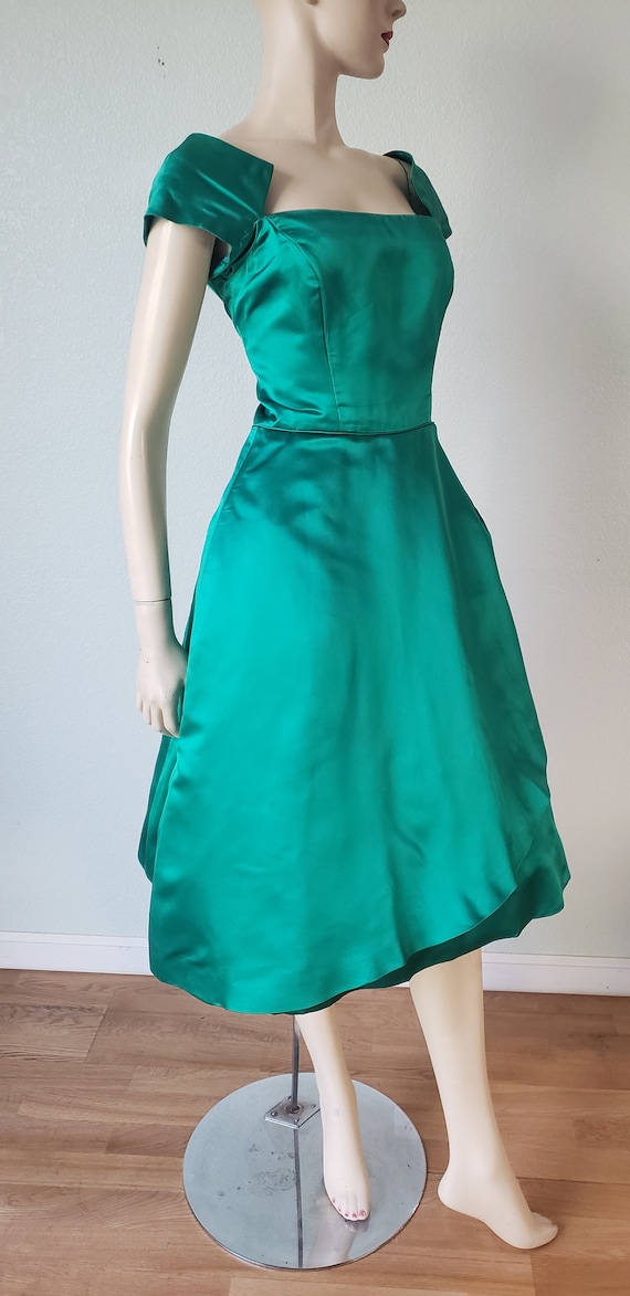 Beautiful 1950s Philip Hulitar Couture Brilliant Floral on Ivory Print Silk Strapless Dress