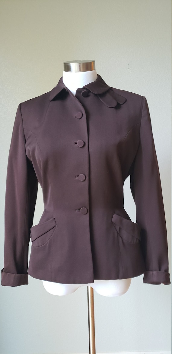 1940s Heavy Wool Gabardine Tailored Fitted Jacket