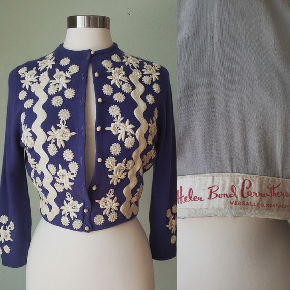 1950s Helen Bond Carruthers Embroidered Cashmere C