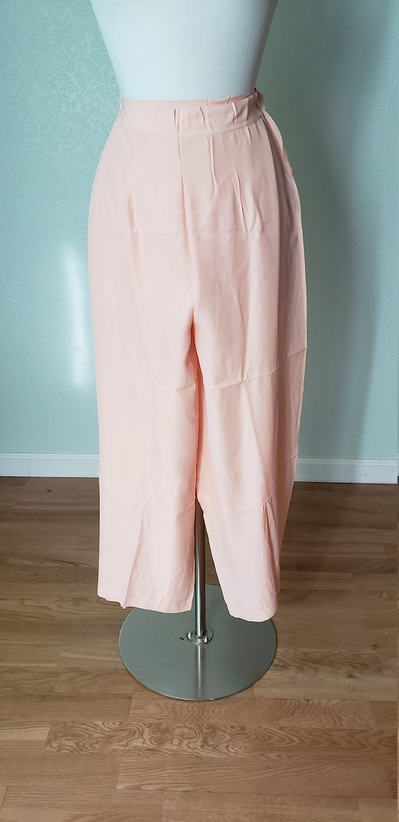 1940s Rayon Pajama Pants / 40s Wide Leg Pants / 19