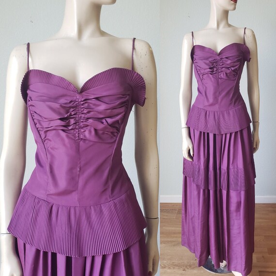 DECO Sculptural Beauty! 1940's Taffeta Evening Gow