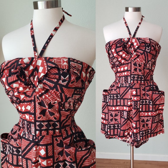 Bombshell 1950s Surf n Sand Shaheen Sun Suit Play