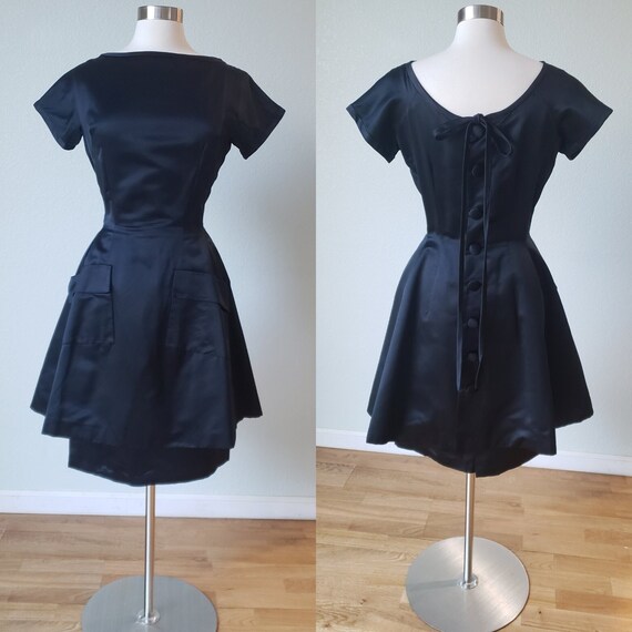 1950s Larry Aldrich Silk Satin Tunic and Skirt Se… - image 1