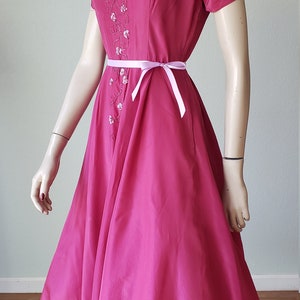 1940s Plum Berry Rayon Taffeta Party Dress / Flowers on Vines / 1940s Dress / 40s Party Dress / 40s Rayon Dress / Small image 5