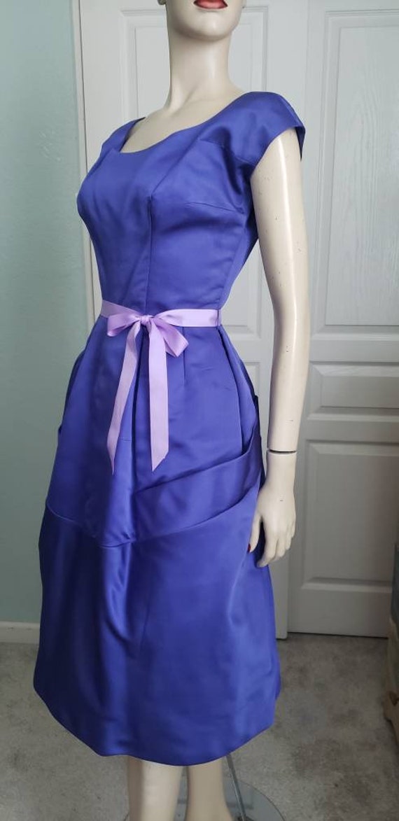 1950s New Without Tags Silk Satin Dinner Dress  /… - image 3