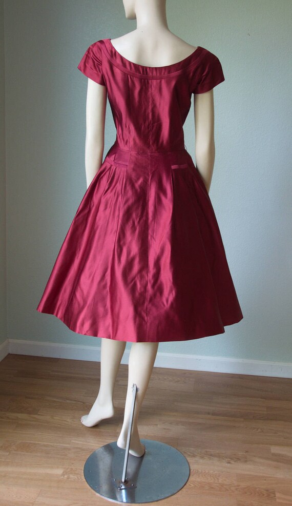 rosso raso Etsy 1950s di di Vintage seta bacca Couture vestito pnvUnYF